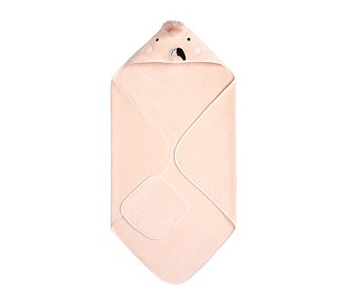 Super Soft Critter Flamingo Baby Hooded Towel And Wash Cloth Set , Pink