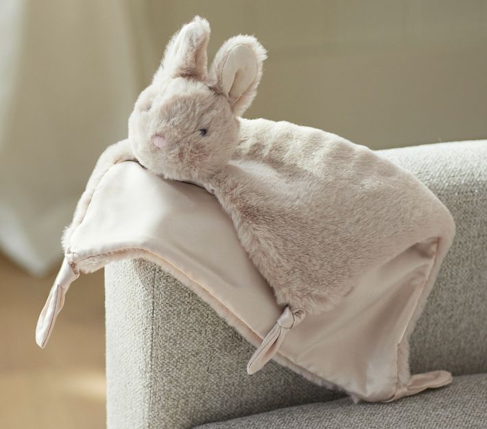 Pottery Barn Kids Pink bunny cheapest rabbit Thumbie lovey satin Baby Blanket Security