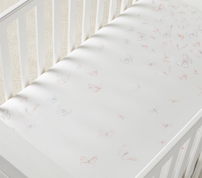 Monique Lhuillier Ethereal Butterfly Sateen Crib Sheets Pottery Barn Kids