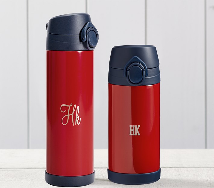 Mackenzie  Red Navy Trim Solid Water Bottle