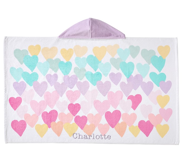 Rainbow Heart Beach Hooded Towel