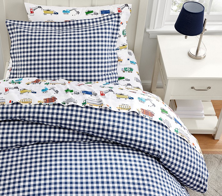 Check Organic Duvet Cover &amp; Shams