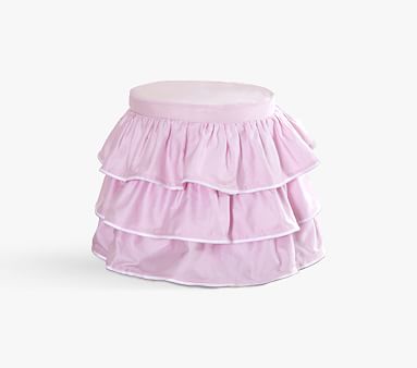 Madeline Stool with Cushion, Pink Ruffle