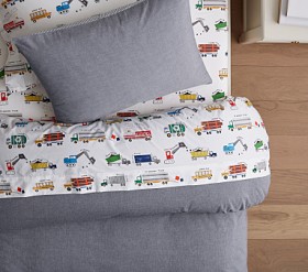 Pottery Barn Kids twin Quilt, construction on sale trucks