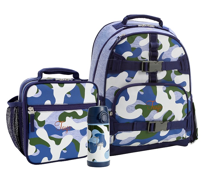 Mackenzie Blue Green Camo Glow-in-the-Dark Backpack &amp; Lunch Bundle, Set Of 3