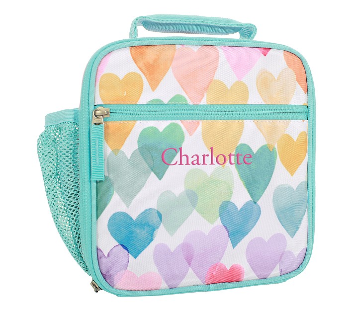 Mackenzie Aqua Rainbow Hearts Lunch Boxes