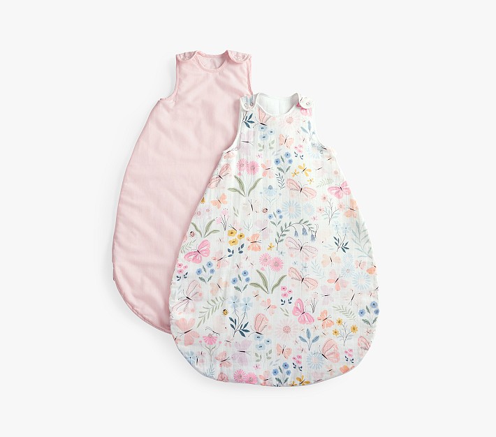 Pink Floral Muslin Wearable Blanket Set TOG 1.5 &amp; 2.0