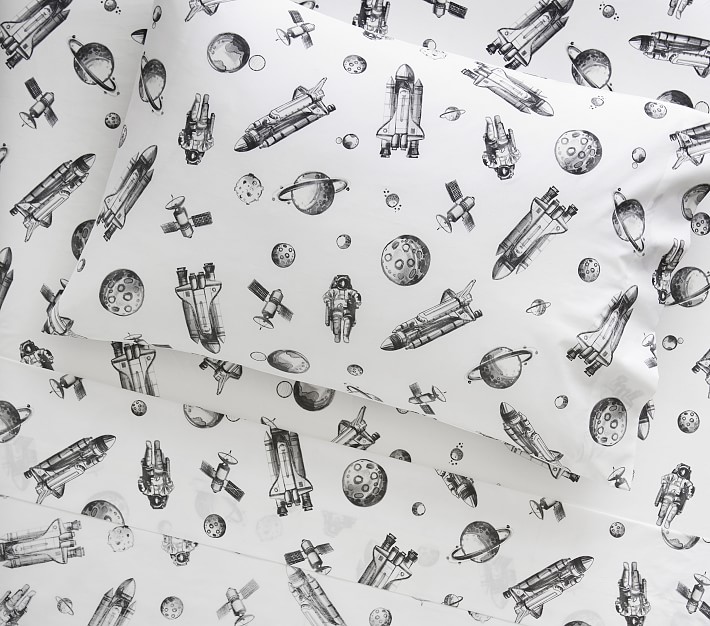 Space Rocket Glow-in-the-Dark Sheet Set &amp; Pillowcases