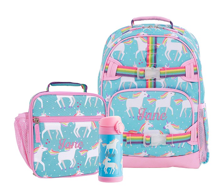 Mackenzie Aqua Unicorn Parade Backpack Lunch Bundle Pottery Barn Kids