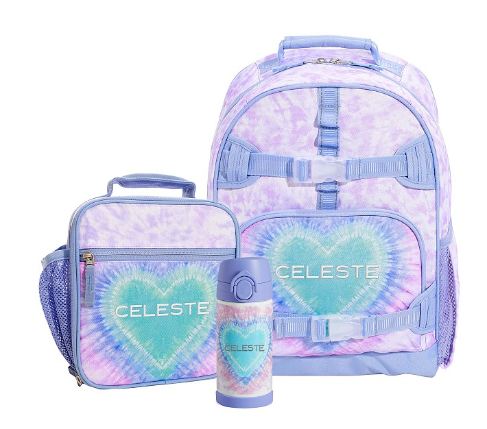 Mackenzie Lavender Heart Tie-Dye Backpack &amp; Lunch Bundle, Set of 3