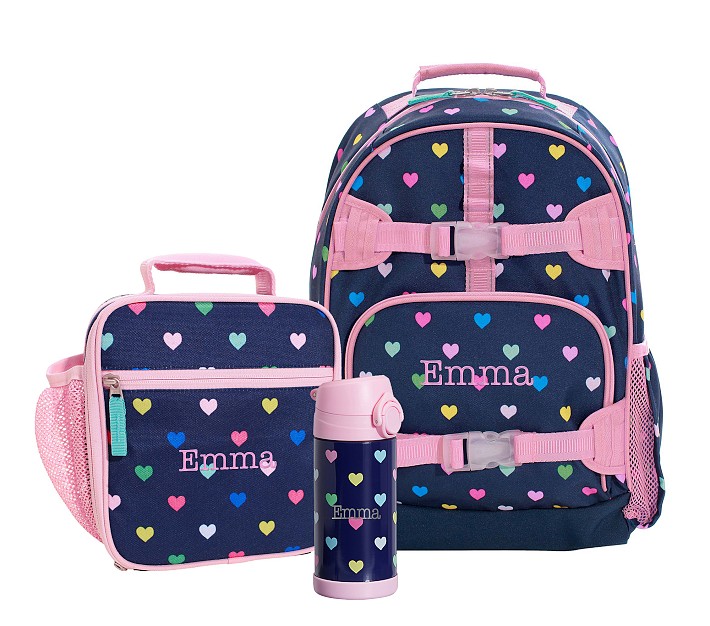 Mackenzie Navy Pink Multi Hearts Backpack &amp; Lunch Bundle, Set of 3