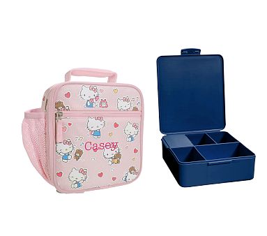 Mackenzie Hello Kitty® Hearts Glow RPET Lunch Bundle: Classic Lunch, Navy Bento