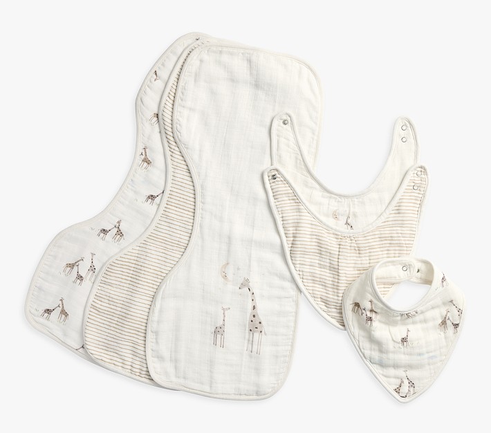 Goldie Giraffe Organic Muslin Bib and Burp Set