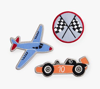 Airplane Racecar Patches, Set of 3