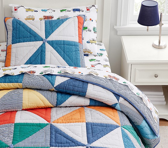 Pottery Barn Kids Madras Twin Cotton Quilt Plaid Reversible Patchwork good PBK 67”x84