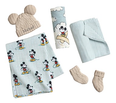 Disney Home x Sanderson Mickey Mouse Hat, Bootie & Swaddle Set