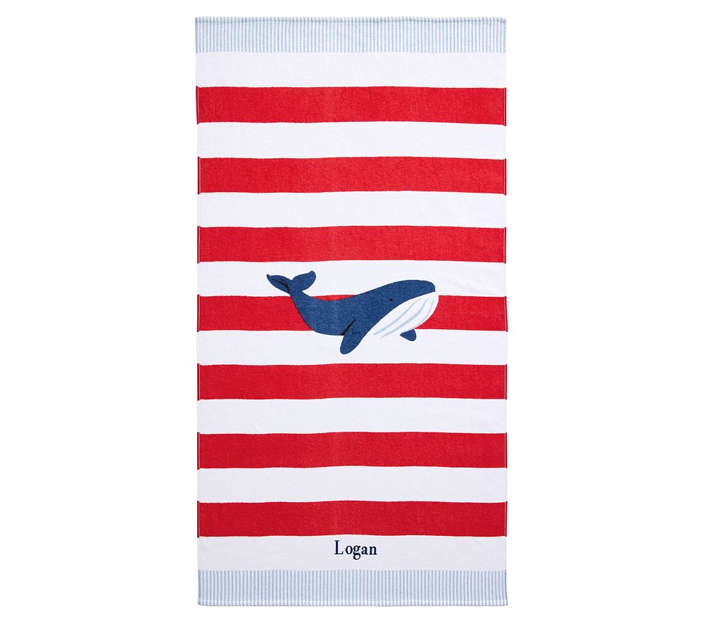 Rugby Stripe Whale Kid Beach  Towel UPF 50+