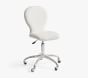 Swivel Round Upholstered Desk Chair, Recycled Ivory Fur, Parcel