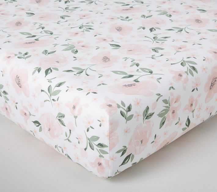 Meredith Allover Floral Organic Crib Fitted Sheet Pottery Barn Kids