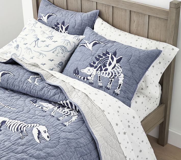 Organic Dinosaur Bones Glow in the Dark Kids Sheet Set Pottery Barn Kids