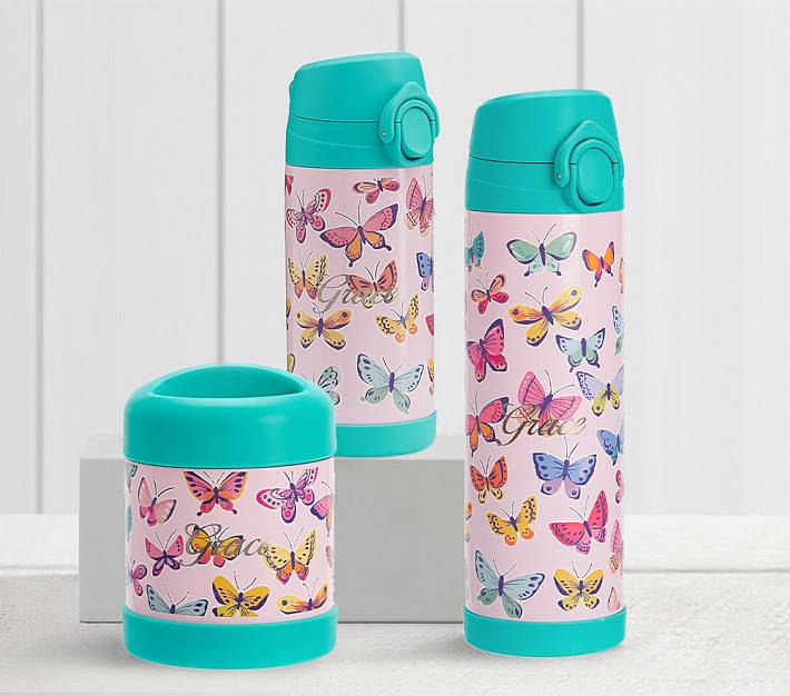 Mackenzie Pink Rainbow Butterflies Water Bottles