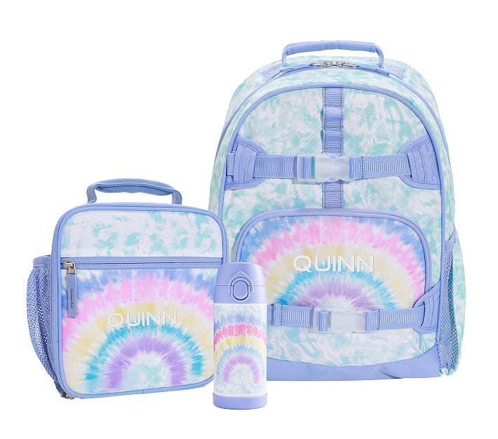 Mackenzie Aqua Rainbow Bright Tie-Dye Backpack &amp; Lunch Bundle, Set of 3