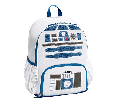 Star Wars R2-D2 Drawstring Backpack School Bag Gray/Blue/White Mesh outlets Zippers