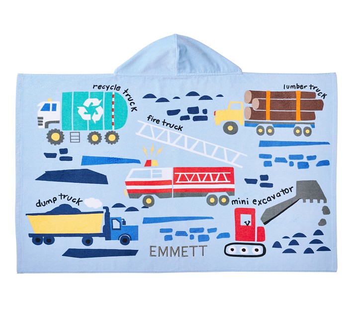 Busy Trucks Kid Beach Hooded Towel