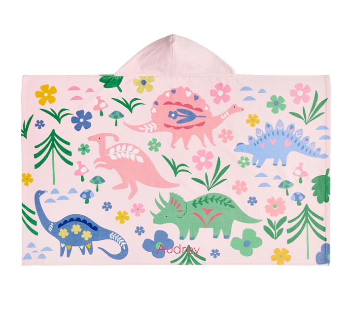 Floral Dino Kid Beach Hooded Towel