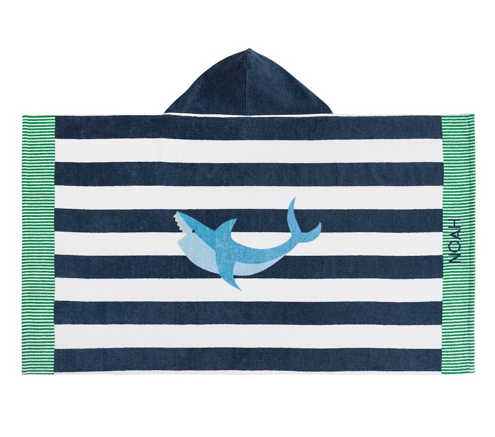 Rugby Stripe Shark Beach Hooded Towel UPF 50+