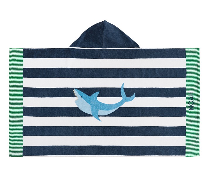 Rugby Stripe Shark Beach Hooded Towel