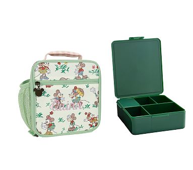 Mackenzie Disney Home x Sanderson Floral Mickey & Minnie Lunch Bundle, Classic, Green Bento