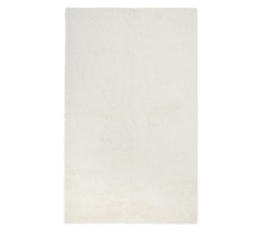 Machine Washable Recycled Faux Bunny Fur Rug, Ivory, 5x8