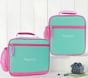 Mackenzie Solid Aqua With Pink Trim Lunch Boxes