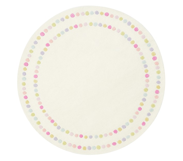 Rainbow Pearl Dot Border Round Rug