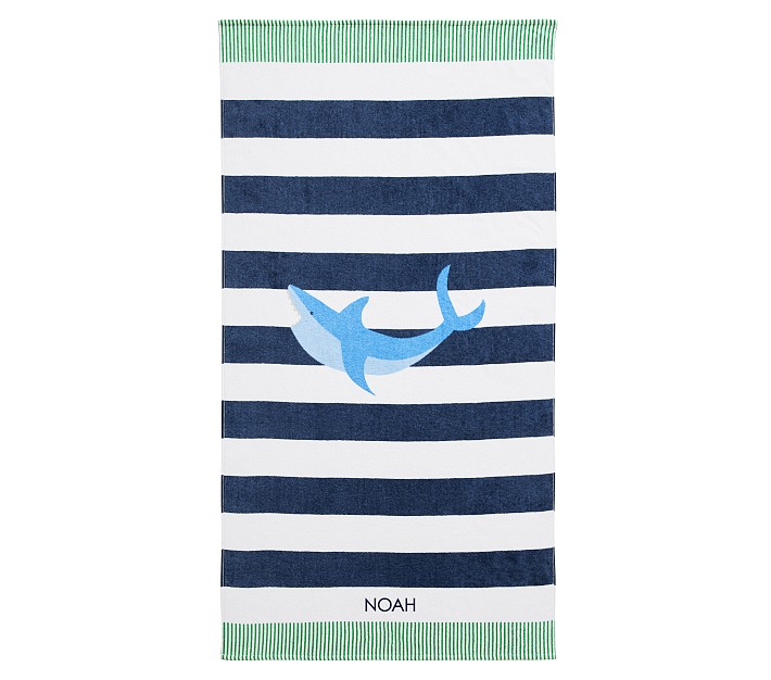 Rugby Stripe Shark Kid Beach Towel