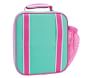 Mackenzie Solid Aqua With Pink Trim Lunch Boxes