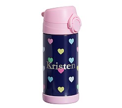 Mackenzie Navy Pink Multi Hearts Water Bottles