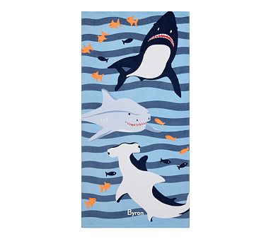 Shark Kid Beach Towel , Kid Towel , Multi