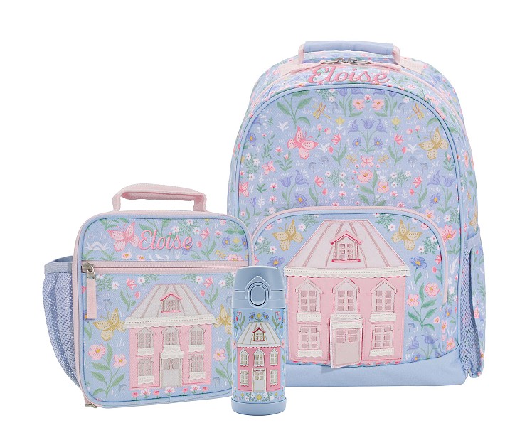 Mackenzie Blue Dollhouse Floral Backpack &amp; Lunch Bundle, Set of 3