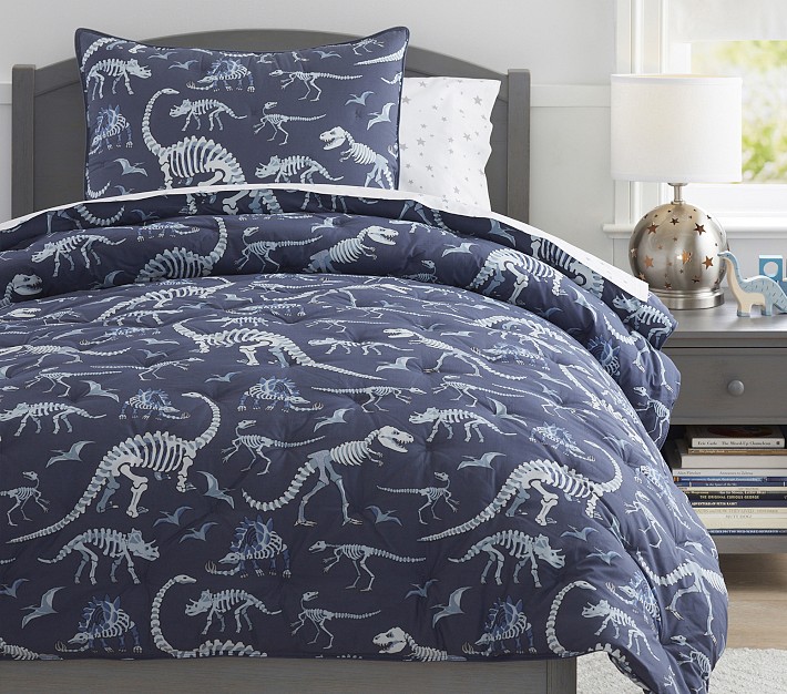 Dinosaur Bones Glow-in-the-Dark Comforter &amp; Shams