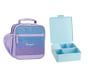 Mackenzie Lavender/Aqua Ombre Sparkle Glitter Lunch &amp; Bento Bundle, Set of 2