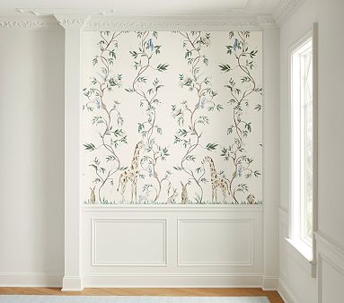AERIN Animal Vines Mural, Ivory, Peel & Stick Panel