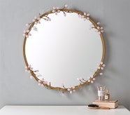 Grace Pink Flower Round Mirror (30")