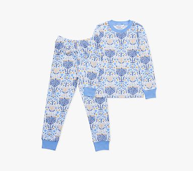 Organic Rifle Paper Co. Hanukkah Tight Fit Pajama, 3t, Blue Multi