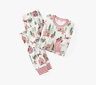 Organic Adult Gingerbread Tight Fit Pajama, Extra Small, Multi 