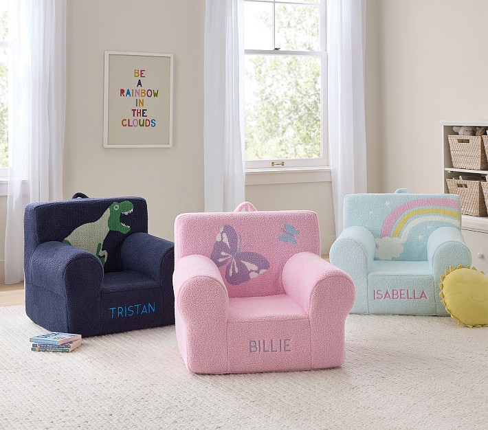 Housse De Chaise Enfant Pottery Barn Oversize - Grise Et Blanche Avec Tuyauterie « Andy » - Neuf