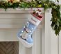 Swinging Snowman Blue Light-Up Quilted Christmas Stocking