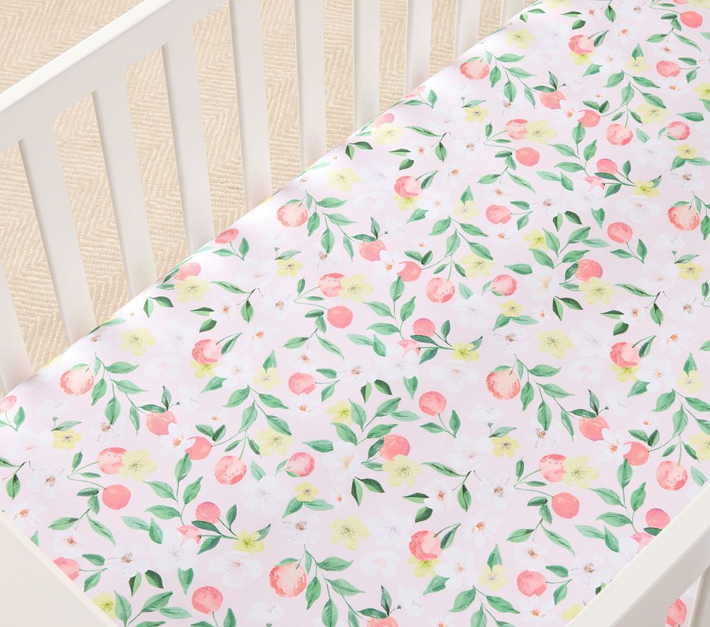 Paisley Peach Organic Crib Fitted Sheet