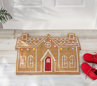 Light-Up House Christmas Doormat